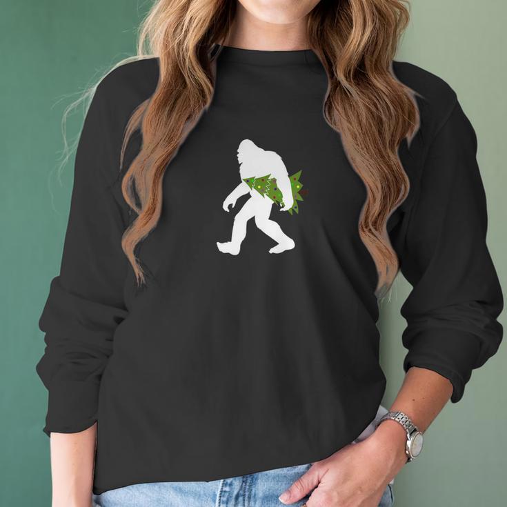 Funny Bigfoot Abominable Snowman Christmas Tree Gift Women Long Sleeve Tshirt