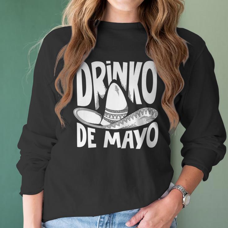 Funny Drinko De Mayo Boys Girls Drinking Beer Wine Women Long Sleeve Tshirt