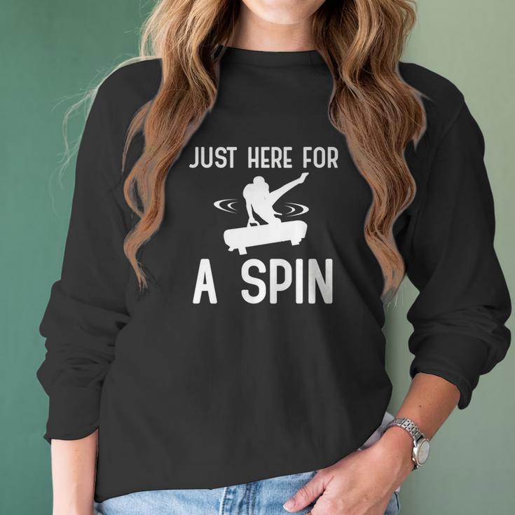 Funny Gymnastic Pommel Horse Here For A Spin Women Long Sleeve Tshirt