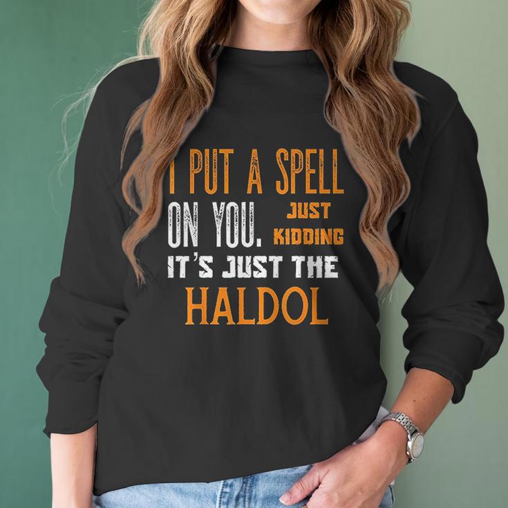 Funny Halloween Nurse Rn Medical Haldol Spell Medical Er Icu Women Long Sleeve Tshirt