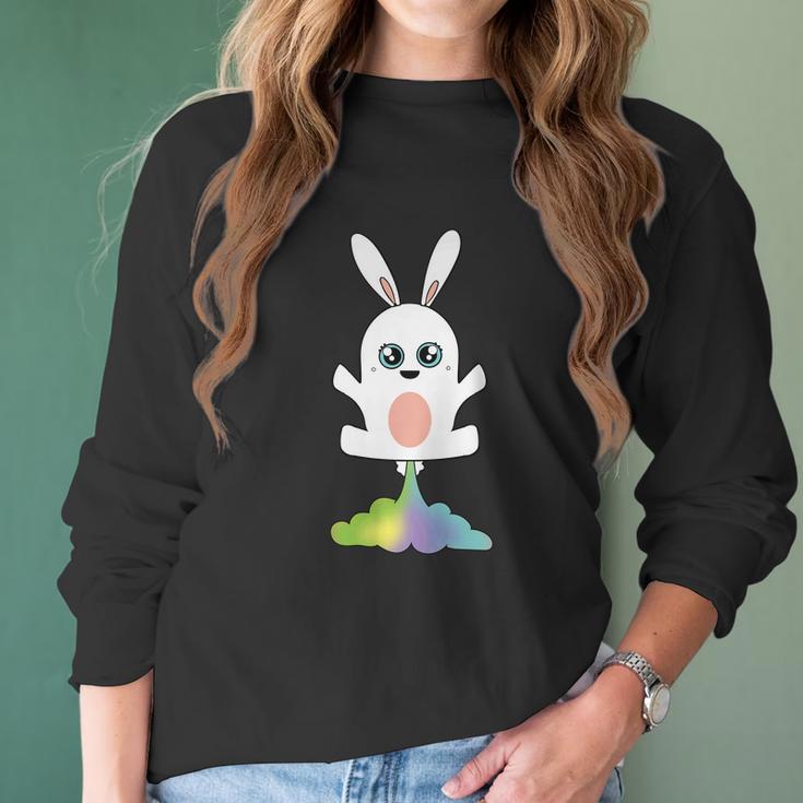 Funny Kawaii Bunny Farting Rainbow Bunny Rabbit Anime Women Long Sleeve Tshirt