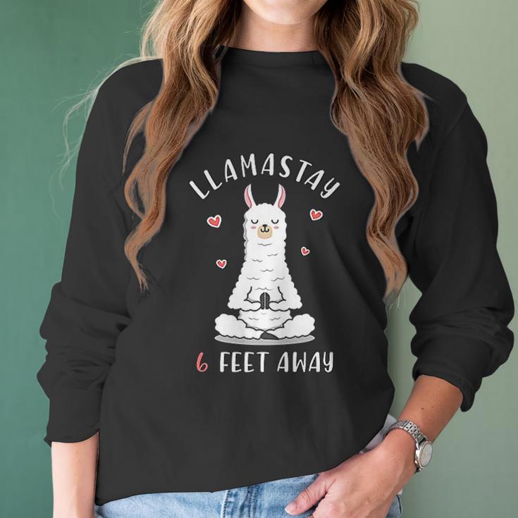 Funny Llama Social Distancing Llamastay 6 Feet Away Women Long Sleeve Tshirt