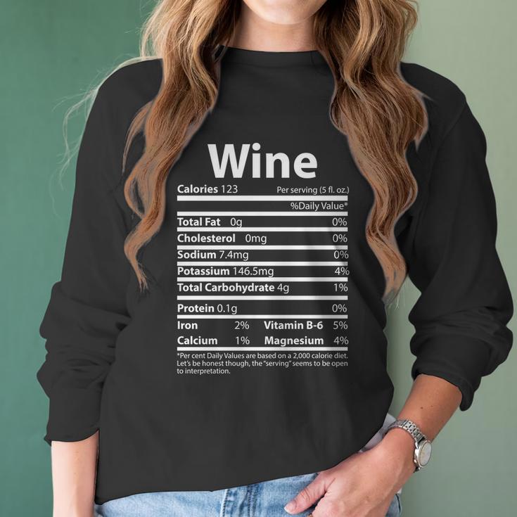 Funny Thanksgiving Wine Nutritional Values Women Long Sleeve Tshirt