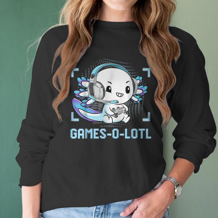 Gamesolotl Axolotl Video Gamer Kawaii Pastel Goth Anime Boys V2 Men Women T-Shirt Graphic Print Casual Unisex Tee Women Long Sleeve Tshirt