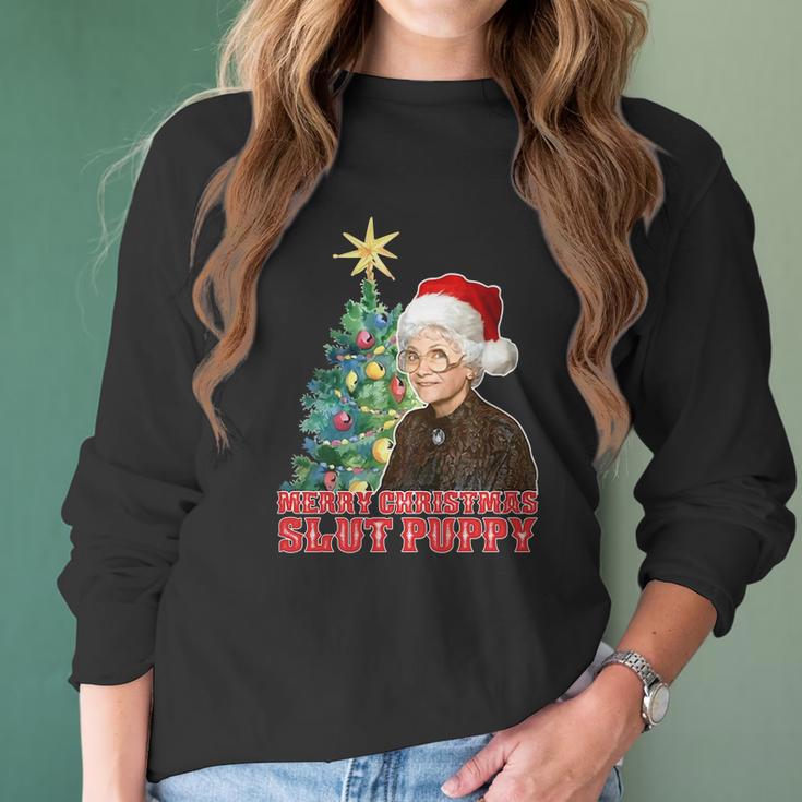 Golden Girls Sophia Petrillo Merry Christmas Slut Puppy Xmas Shirt Women Long Sleeve Tshirt