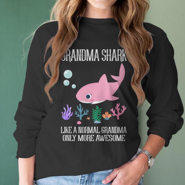 Grandma Gift Grandma Shark Only More Awesome Women Long Sleeve Tshirt