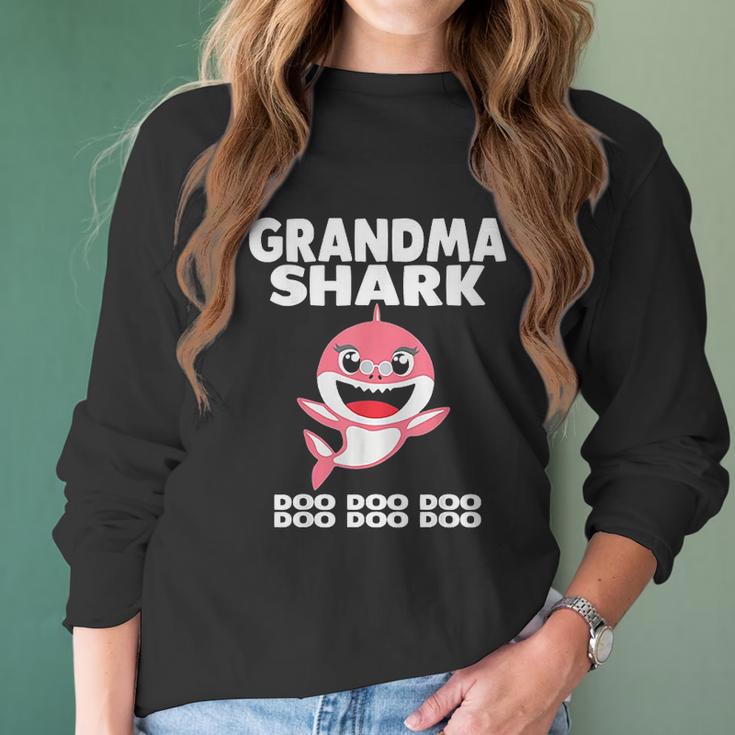 Grandma Shark Doo Doo Grandpa Mommy Daddy Women Long Sleeve Tshirt