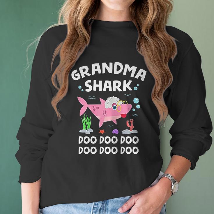 Grandma Shark Funny Mothers Day And Shark Lover Gift Women Long Sleeve Tshirt