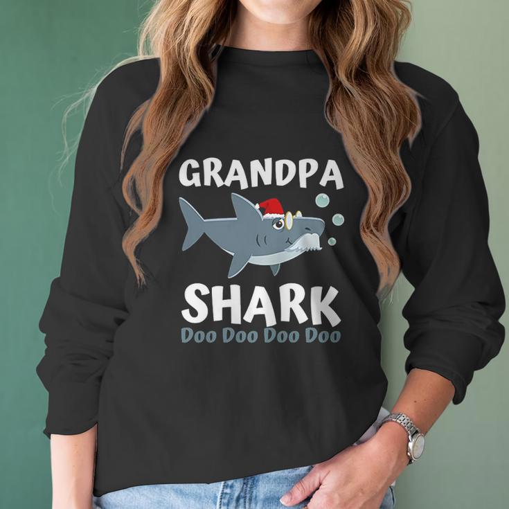 Grandpa Shark Christmas Mommy Shark Daddy Shark Baby Women Long Sleeve Tshirt