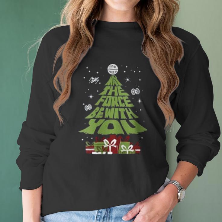 Grinch May The Force Be With You Christmas Tree Women Long Sleeve Tshirt