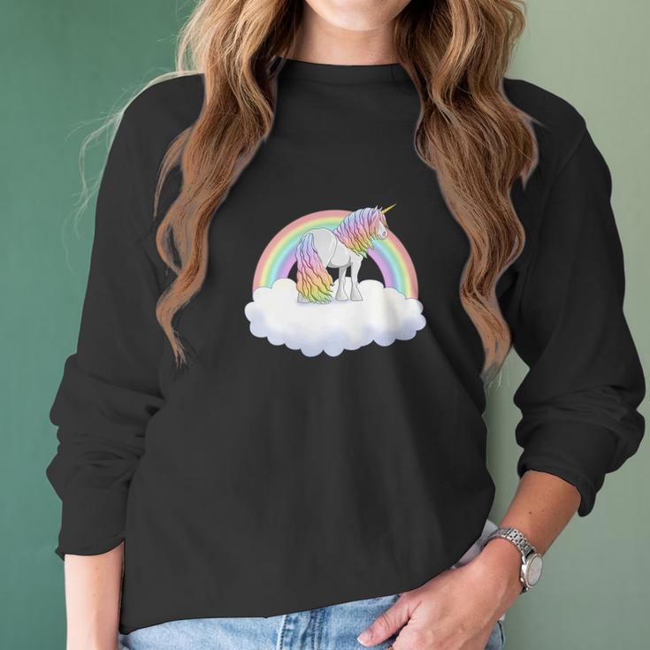 Gypsy Vanner Draft Horse Rainbow Unicorn Women Long Sleeve Tshirt