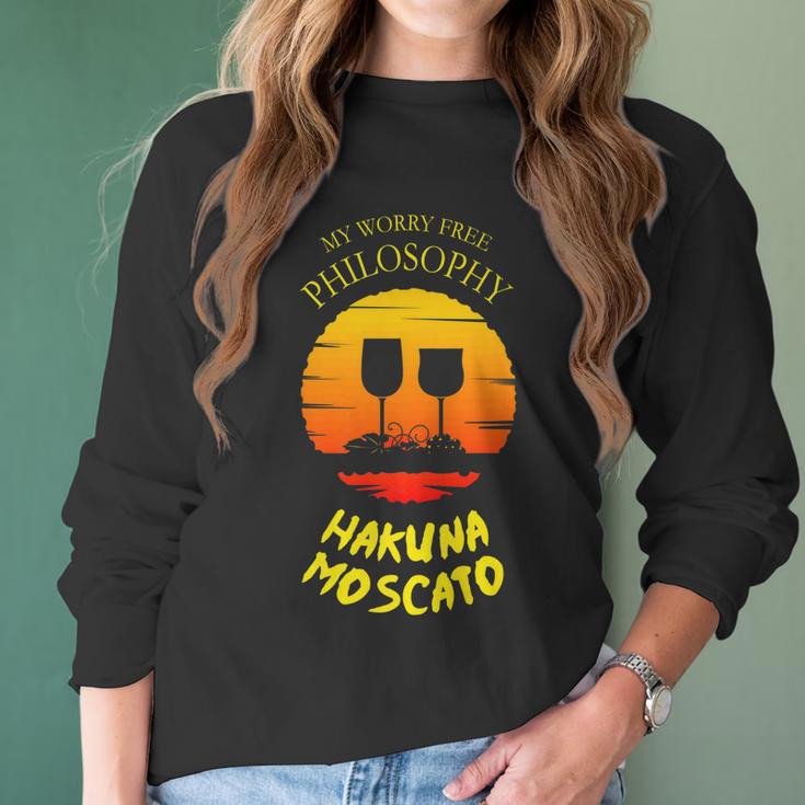 Hakuna Moscato It Means Drink Fine Wine Funny Women Long Sleeve Tshirt