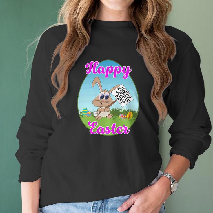 Happy Easter Happy Zombie Jesus Day Bunny Protestor Women Long Sleeve Tshirt