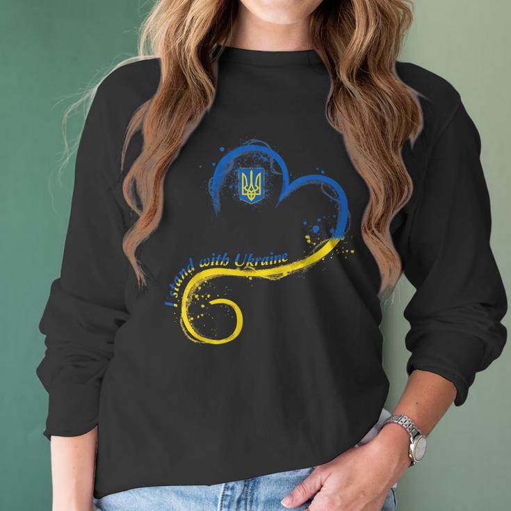 Heart Ukraine Trident Ukrainian Flag I Stand With Ukraine Men Women T-Shirt Graphic Print Casual Unisex Tee Women Long Sleeve Tshirt