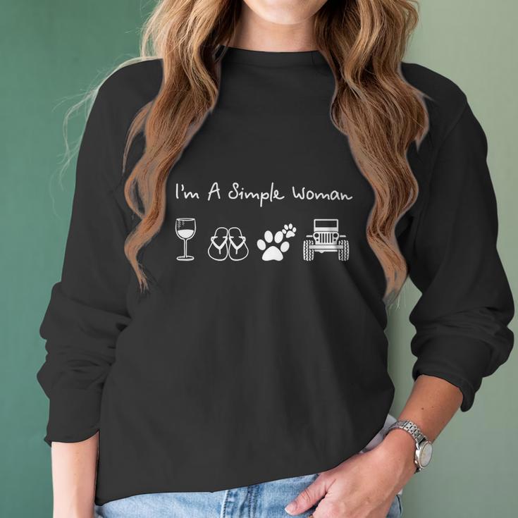 I8217m A Simple Woman Glass Wine Flip Flop Dog Paw Jeep Women Long Sleeve Tshirt