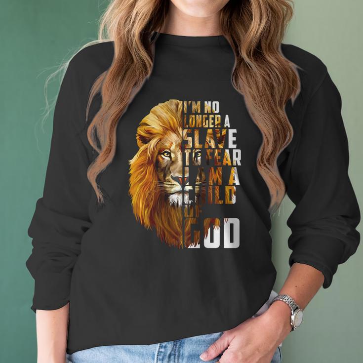 I’M No Longer A Slave To Fear Child Of God Lion Shirt Women Long Sleeve Tshirt