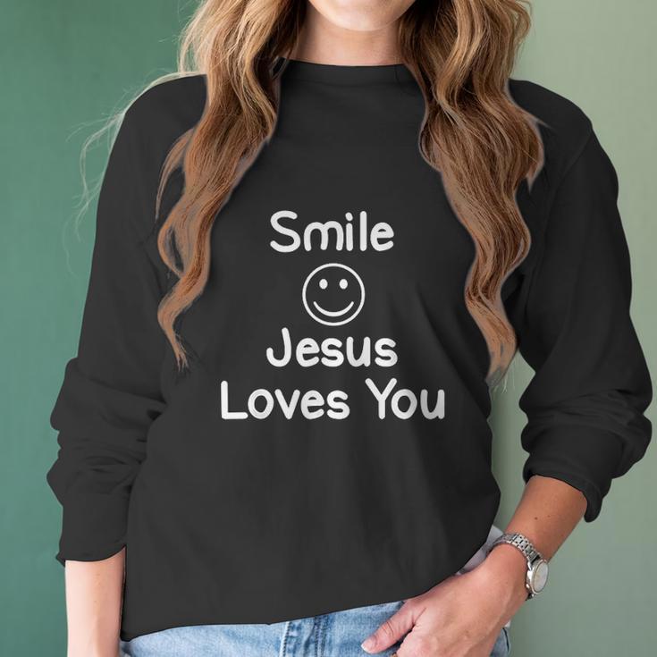 Inspirational Smile Jesus Loves You Women Long Sleeve Tshirt