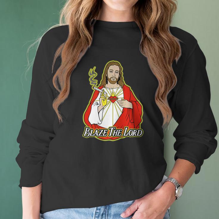 Jesus Blaze The Lord Marijuana Women Long Sleeve Tshirt