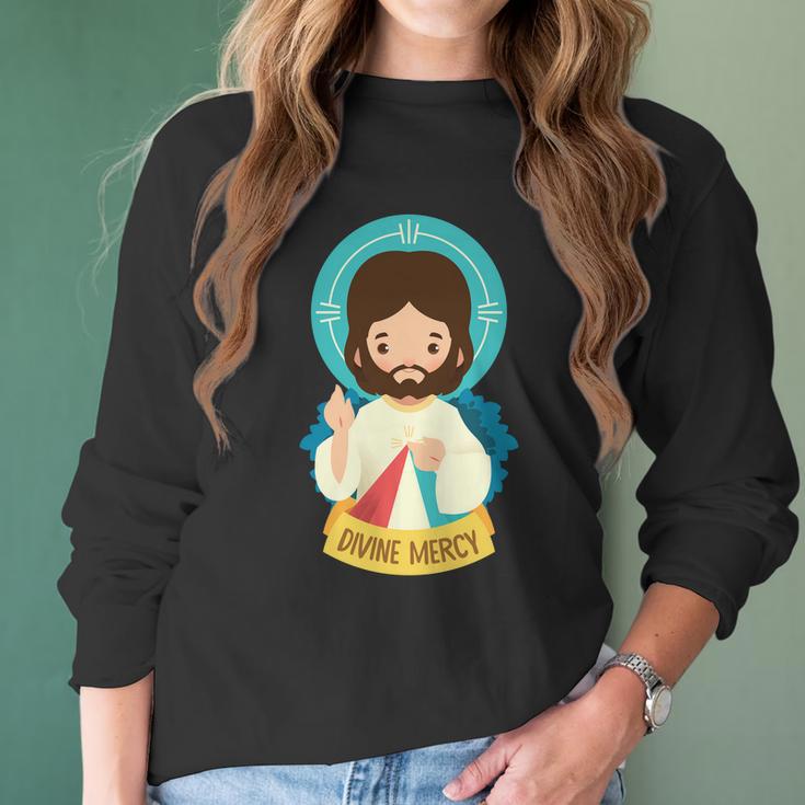 Jesus Divine Mercy Cute Women Long Sleeve Tshirt