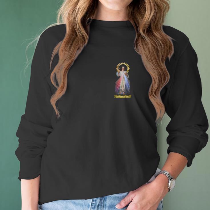 Jesus Divine Mercy Saint Faustina Catholic Prayer 01 Women Long Sleeve Tshirt