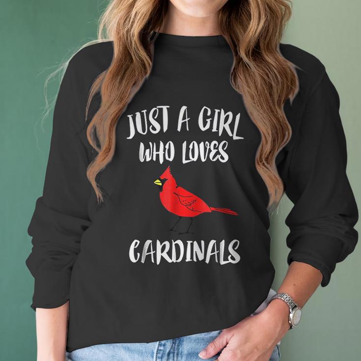 Just A Girl Who Loves Cardinals Bird Birding Gift Women Long Sleeve Tshirt