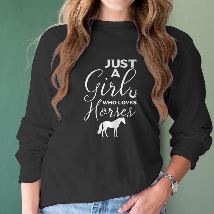 Just A Girl Who Loves Horses Equine Bareback Women Long Sleeve Tshirt