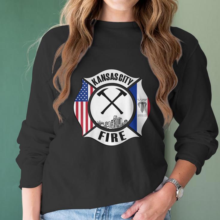 Kansas City Missouri Fire Rescue Department Firefighters Women Long Sleeve Tshirt