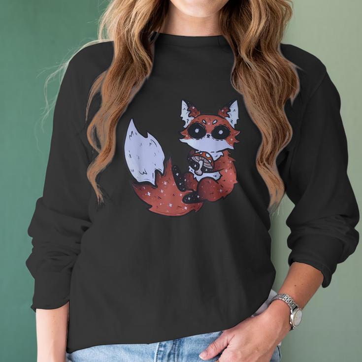 Kawaii Pastel Goth Art Cute Creepy Red Fox Fennec Grey Fox Men Women T-Shirt Graphic Print Casual Unisex Tee Women Long Sleeve Tshirt