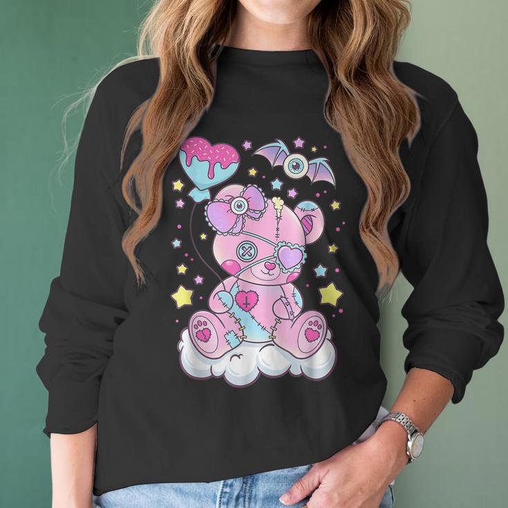 Kawaii Pastel Goth Cute Creepy Bear V2 Men Women T-Shirt Graphic Print Casual Unisex Tee Women Long Sleeve Tshirt