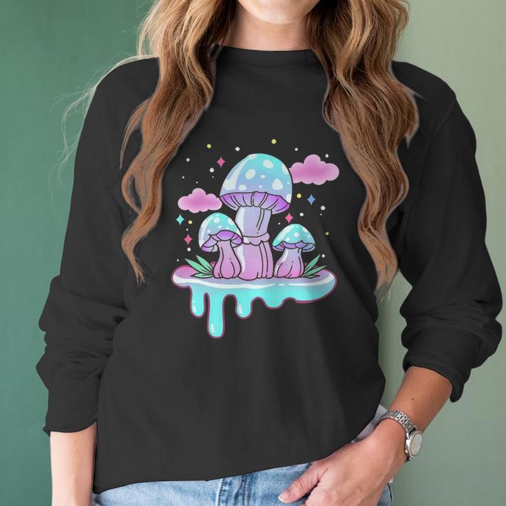 Kawaii Pastel Goth Mushrooms Women Long Sleeve Tshirt