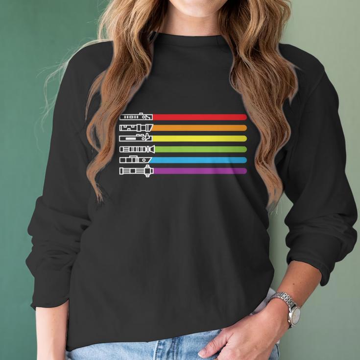 Lgbt Gay Saber Tee Rainbow Lgbt Pride Month 2022 Graphic Design Printed Casual Daily Basic Women Long Sleeve Tshirt