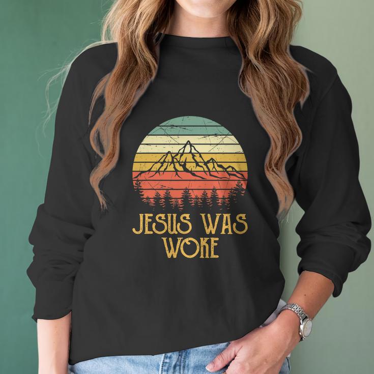 Liberal Democrat Jesus Was Woke Christian Women Long Sleeve Tshirt