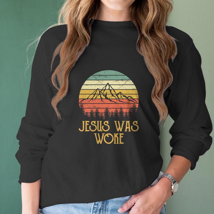 Liberal Democrat Jesus Was Woke Funny Christian Women Long Sleeve Tshirt