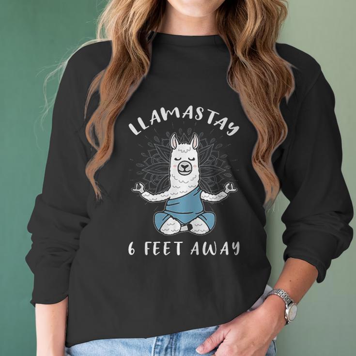 Llamastay 6 Feet Away Funny Llama Social Distancing Humour Women Long Sleeve Tshirt