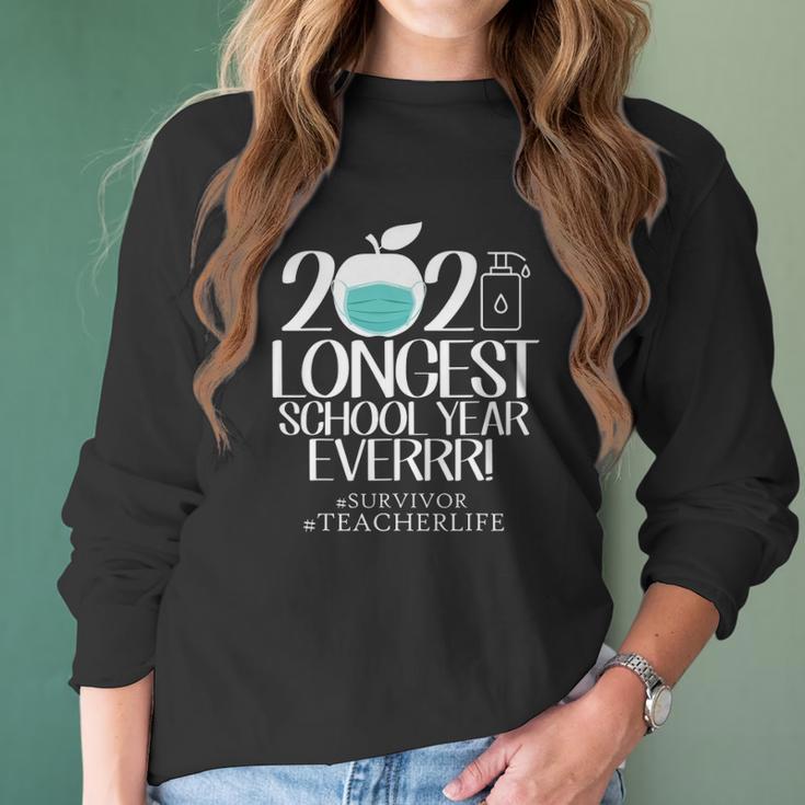 The Longest School Year Ever Apple Wearing Face Mask Teacher 2021 Ver2 Women Long Sleeve Tshirt