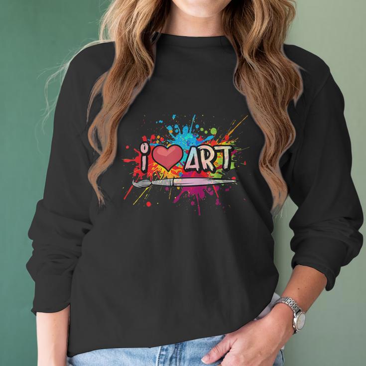 I Love Art Fun Colorful Future Artist And Crafts Christmas Women Long Sleeve Tshirt