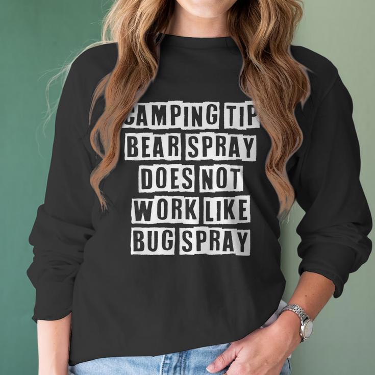 Lovely Funny Cool Sarcastic Camping Tip Bear Spray Does Not Women Long Sleeve Tshirt