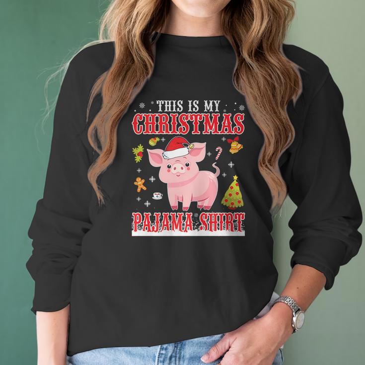 Lovely Pig On Snow Gilf This Is My Christmas Pajama Women Long Sleeve Tshirt