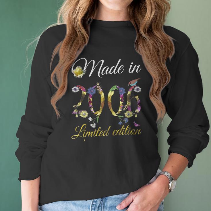 Made In 2006 Tee 15 Years Old Sunflowers Floral 15Th Birthday Women Long Sleeve Tshirt