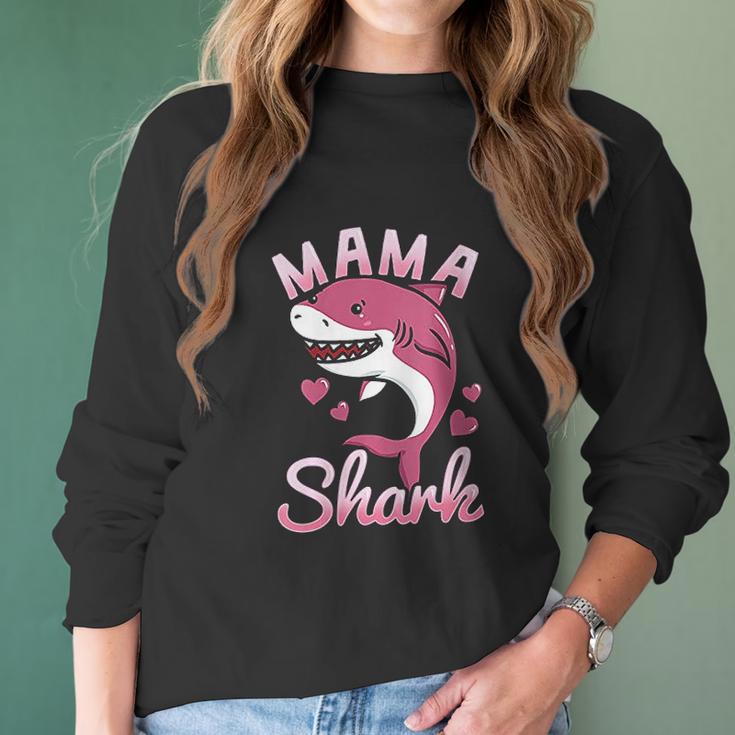 Mama Shark Mommy Shark Lover Family Matching Birthday Women Long Sleeve Tshirt