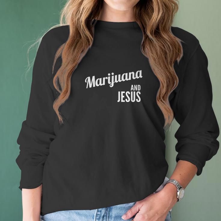 Marijuana And Jesus Christian Weed Women Long Sleeve Tshirt