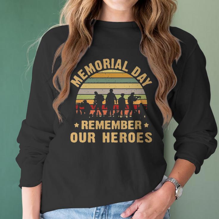 Memorial Day Remember Our Heroes Womens Triblend Scoop Women Long Sleeve Tshirt