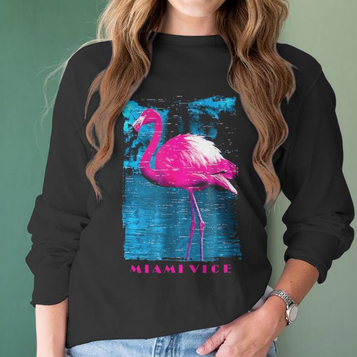 Miami Vice Flamingo Women Long Sleeve Tshirt