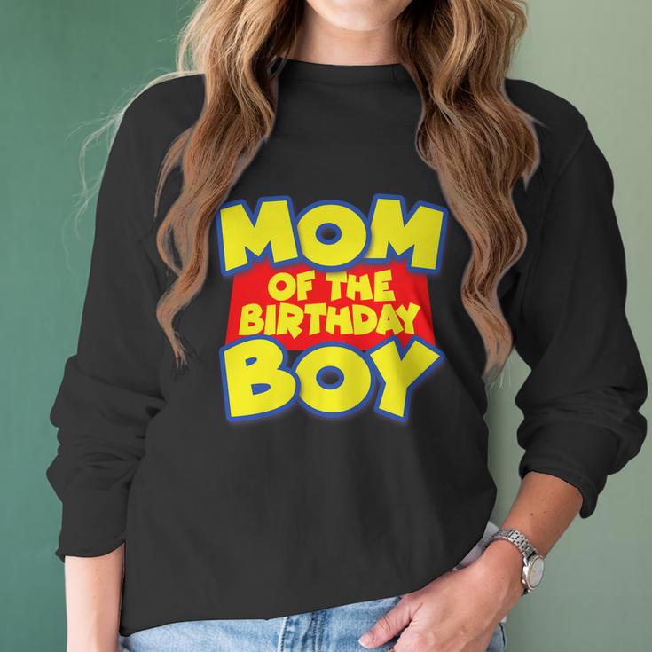 Mom Of The Birthday Boy Spoof Toy Logo Women Long Sleeve Tshirt