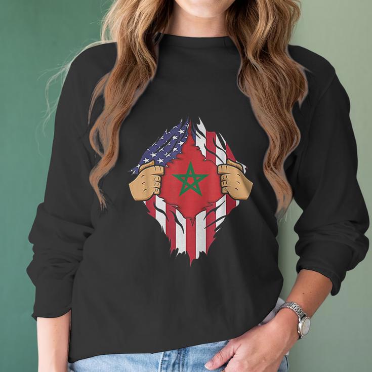 Moroccan Flag Morocco Men Women Kids Gift Women Long Sleeve Tshirt