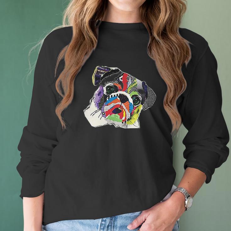 The Mountain Pet Pug Rainbow Pug Women Long Sleeve Tshirt