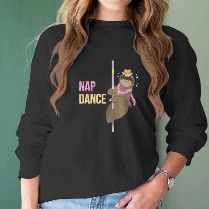 Nap Dance Sloth Funny Pole Dancer Dancing Pun Gift Women Long Sleeve Tshirt