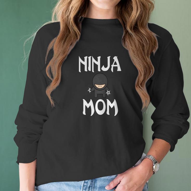 Womens Ninja Mom Funny Shuriken Mother Ninjamom Women Long Sleeve Tshirt