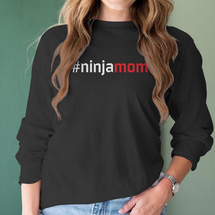 Ninja Mom Matching Family Party Ninja Warrior Cute Women Long Sleeve Tshirt