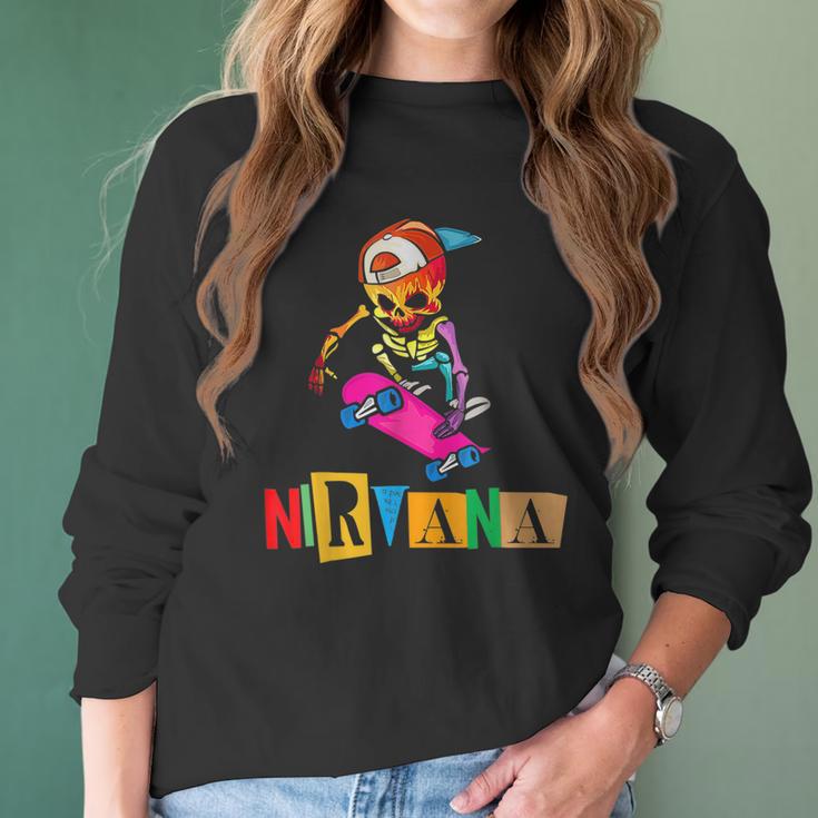 Nirvanas Skateboard Skelton Men Women T-Shirt Graphic Print Casual Unisex Tee Women Long Sleeve Tshirt